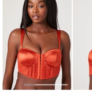Forever 21 Satin Bustier Bra - orange